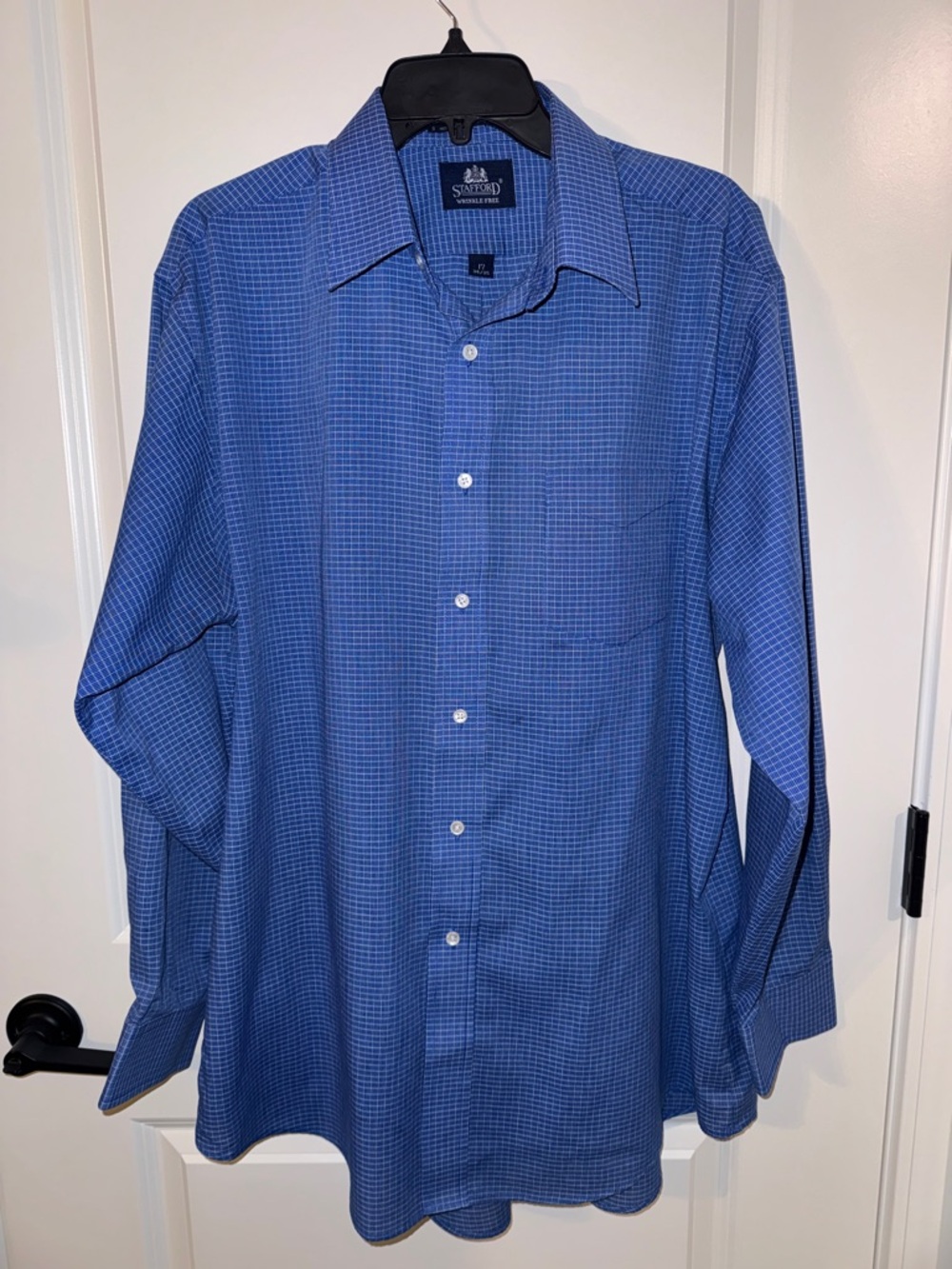 Stafford Blue Micro-Check Men's Dress Shirt